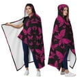 thumbnail image 2 of Wearable Blanket,Black Pink Butterfly Pattern Hooded Wearable Flannel Blanket for Adults & Teens,Winter Poncho Shawl Wrap Cape Cozy Anti-Pill,60"x80", 2 of 3