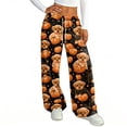 thumbnail image 4 of Hearthz Flannel Pants for Women Boo Ghost Pumpkin Graphic Flannel Fuzzy Pajama Pants Drawstring Elastic Waist Wide Leg Women Pajama Pants, 4 of 5