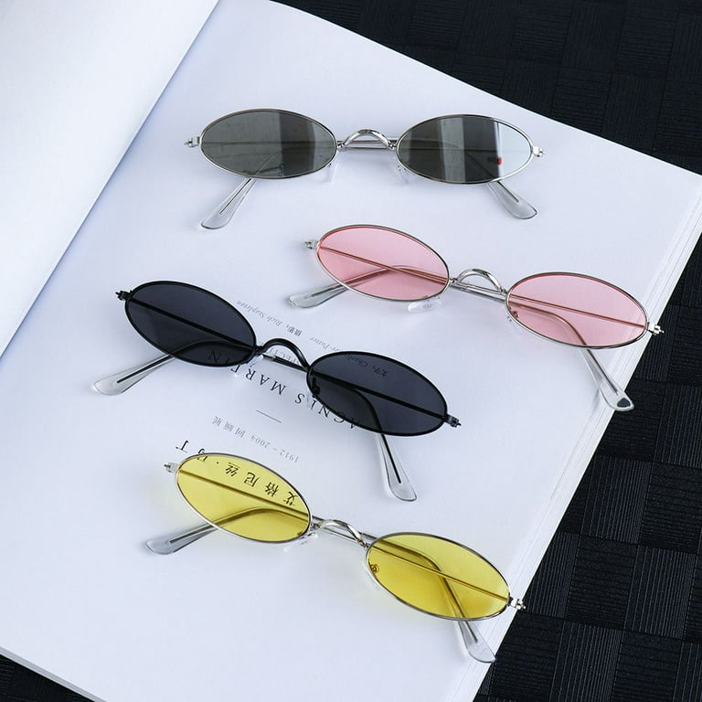Retro Small Frame Fashion Design Men and Women Oval Sunglasses Vintage Shades  Sun Glasses Eyeglasses SILVER FLAT MIRROR 