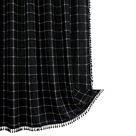 Hiroekza Bohemian Farmside Shower Curtain,Linen Heavy Duty Striped Fabric Shower Curtain Set with Tassel, Water Repellent, Bohemian Vintage Countries Cloth Shower Bathroom Curtain