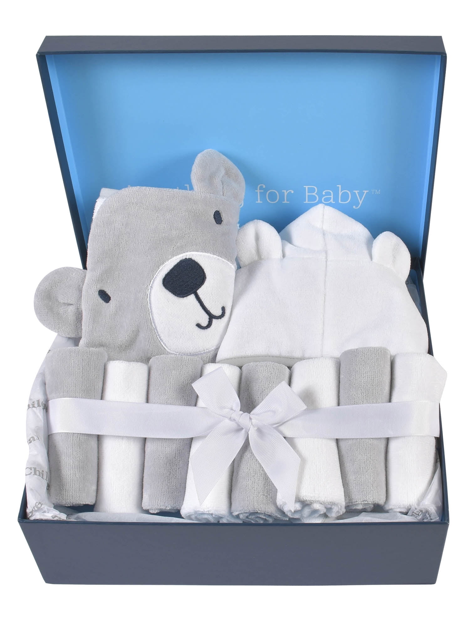 Gerber Baby Boy or Girl Unisex Velour Hooded Towel, Robe, & Washcloths Baby Shower Gift Box Set, 10-Piece