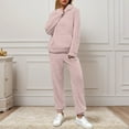 thumbnail image 2 of FINALGANG Women's 2 Piece Loungewear Outfit Solid Color Plush Set Long Sleeve Hoddie Loose Fit pants For Casual Daily Home Relaxation Versatile Set, 2 of 6