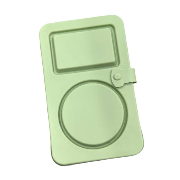 Recipiente de silicona para aperitivos con tapa, fácil de limpiar, con compartimento doble para salsas y condimentos, para el hogar y el trabajo. Verde