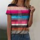 thumbnail image 2 of Camisetas Casuales de las Mujeres Estampadas Cuello Tripulado Manga Corta Superior, Ligera Mezcla de Poliéster Blusa de Moda, 2 of 4