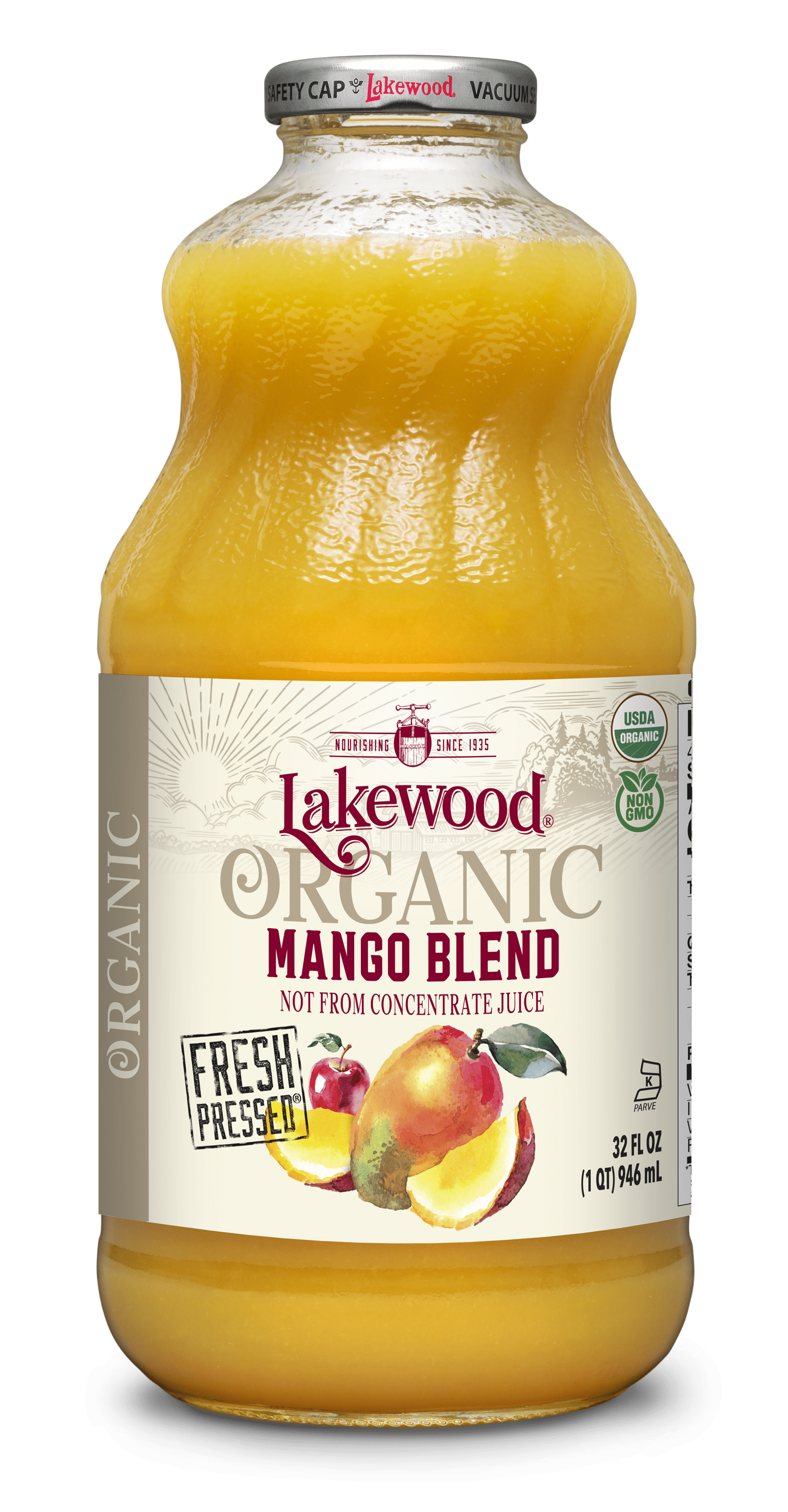 (2 pack) Lakewood Organic Mango 100% Juice Blend , 32 fl oz