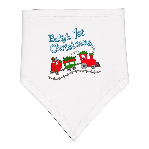 Inktastic Baby's 1st Christmas Train with Presents and Tree Baby Bandana Bib