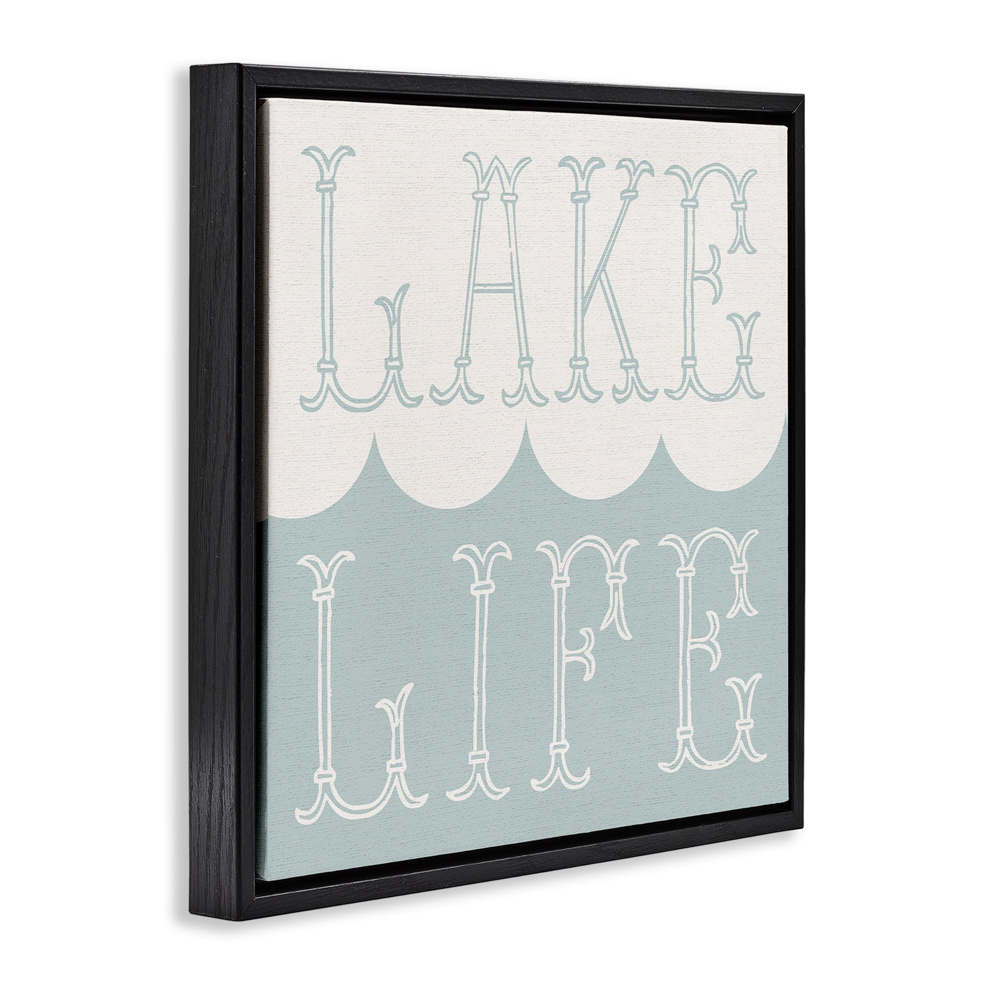 Stupell Industries Lake Life with Wave Nautical & Beach Painting Black Floater Framed Canvas Art Print Wall Art, 25 x 25