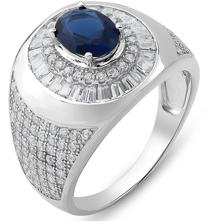 Amour Sterling Silver 1.19 CT TGW Created White Sapphire Channel Ring – Unisex Sizes 9–13