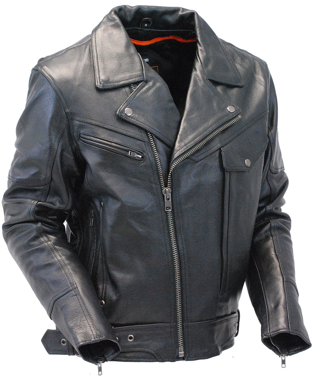 Vented Multi Pocket Ccw Heavy Leather Motorcycle Jacket M17700gvzk 2x