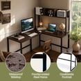 thumbnail image 4 of 55" Reversible L-Shaped Desk with Storage Hutch, Wood Computer Desk for Home Office , Gaming, Dark Brown, 4 of 10