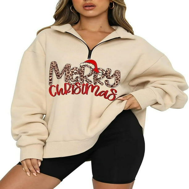 Women's Christm Loose Pullover Letter Cartoon Gls Cup Print Long - Main Image