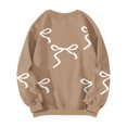 thumbnail image 6 of Women Tops Women's Long Sleeve Sweatshirt Casual Crewneck Loose Fit Pullover Fleece Tops, Bow Print Fall Winter Fashion with Soft Fabric for Comfortable Wear,Light Brown,M, 6 of 6