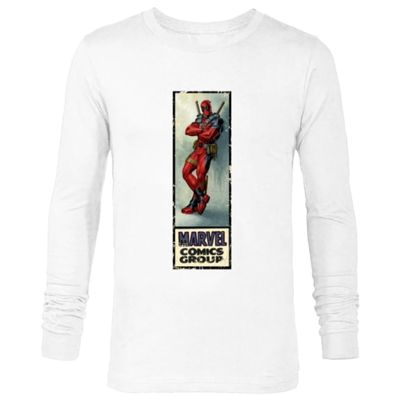 Marvel Deadpool Super Hero Comic Cover Corner Box Retro - Long Sleeve T-Shirt for Men - Customized-White