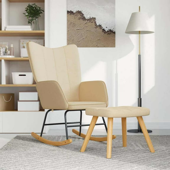 vidaXL Rocking Chair With Stool Cream
