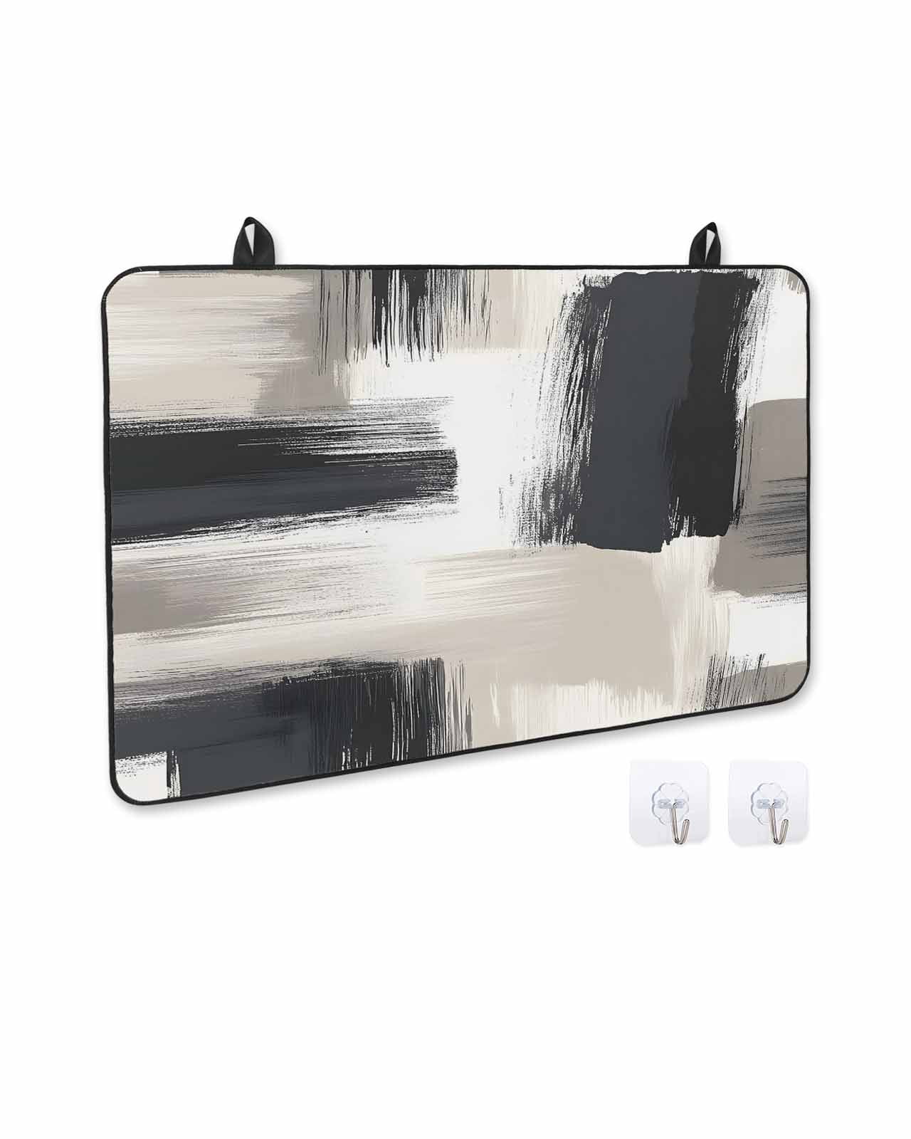 nqOlkjepod Large Induction Cooktop Protector Mat 24"x21", Black Grey Stove Top Covers for Electric Stove, Geometric Vintage Retro Oil Painting Stove Burner Cover Mats, Glass Top Stove Cover