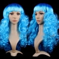 thumbnail image 2 of Peluca de ondas grandes coloridas, tocado para mascarada, tocado de pelo largo y rizado de fibra química, tocado divertido para cosplay, 2 of 5