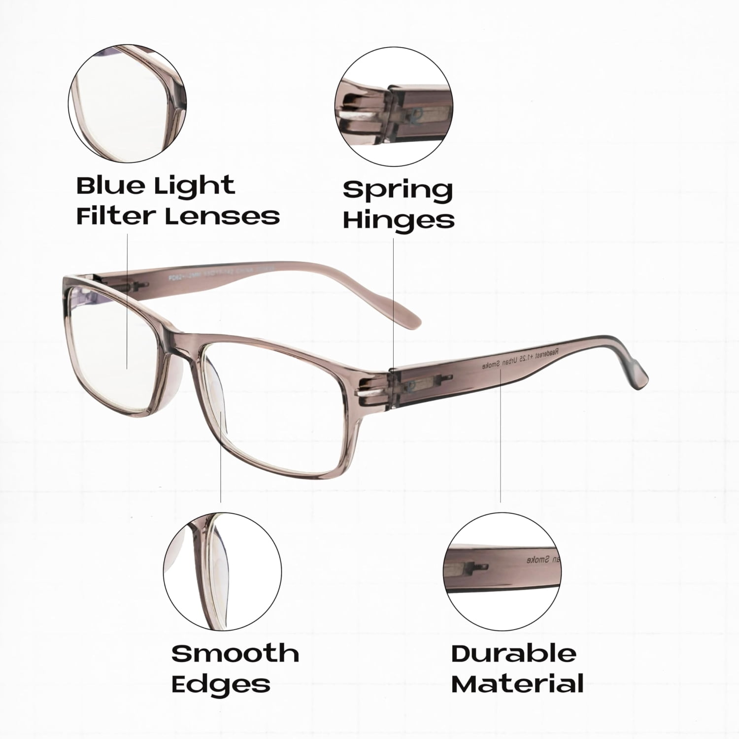 Readerest Blue Light Blocking Reading Glasses Grey 300 Magnification
