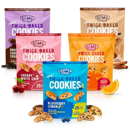 Cooper Street Twice Baked Biscotti Cookies Variety Pack - 5 Oz (5 Pack) - Kosher Coffee Cookies