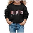 thumbnail image 2 of SONXAHE Toddler Girl's God Is Good Cross Heart Printed Crewneck Sweatshirt Long Sleeve Casual Pullover Faith Sweatshirt,Black, 2 of 4