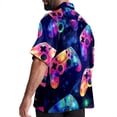 thumbnail image 3 of Game Controller Men's Short Sleeve Printed Poplin Beach Shirts with Spread Collar - Casual Button Down Summer Tops for Unisex, 3 of 6