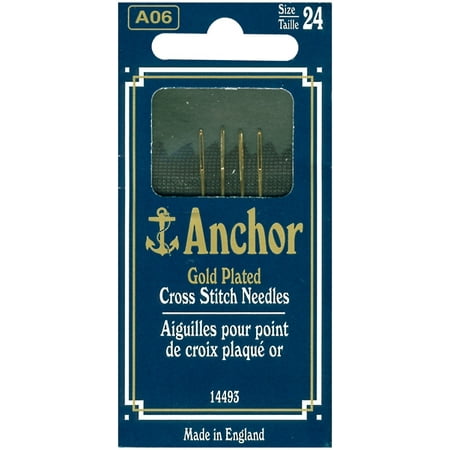 Anchor Gold-Plated Cross Stitch Needles-Size 24 4/Pkg