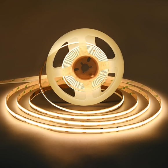 TUNICHX Tira de luz LED COB DC 12 V Tira de luz LED Tiras LED súper brillantes flexibles, 16.4 pies, CRI 90+, 2400 LED Luz uniforme de alta densidad para dormitorio, cocina, decoración interior del ho