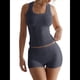 thumbnail image 1 of Conjunto de Shorts Deportivos Ajustados para Mujer: Top Sin Mangas y Shorts Gris Oscuro XL, 1 of 8