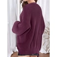 thumbnail image 4 of Women Chunky Knit Cardigan Long Sleeve V Neck Button Up with Pocket Sweater Coat for Fall and Winter Purple XXXL, 4 of 8