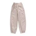 thumbnail image 2 of Riecok Girls Wide Leg Sweatpants Elastic Waist with Pockets Solid Color Casual Trackpants Khaki 11 Years, 2 of 8