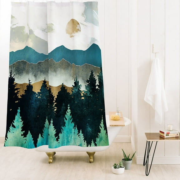 Society6 Spacefrogdesigns Forest Mist Shower Curtain 71" x 74"