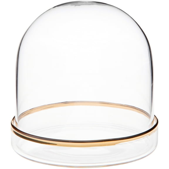 Plymor 3" x 3" Glass Display Dome Cloche (Gold Rim Glass Tray Base)