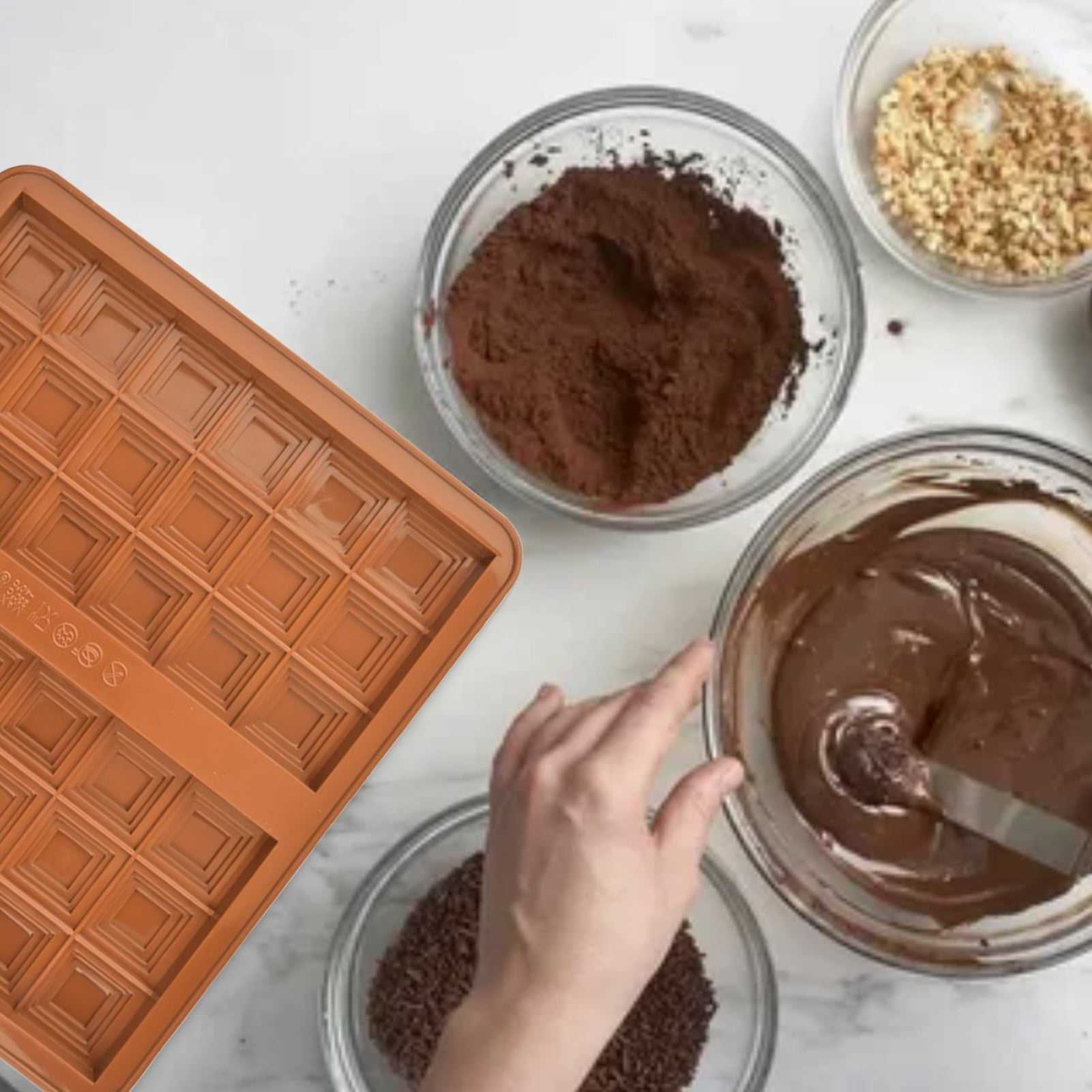 Homelife 1/2/3Pcs Deep Dubai Chocolate Mold Large Stuffed Silicone Chocolate Mold Candy Bar Mold for Filling Knafeh Nut