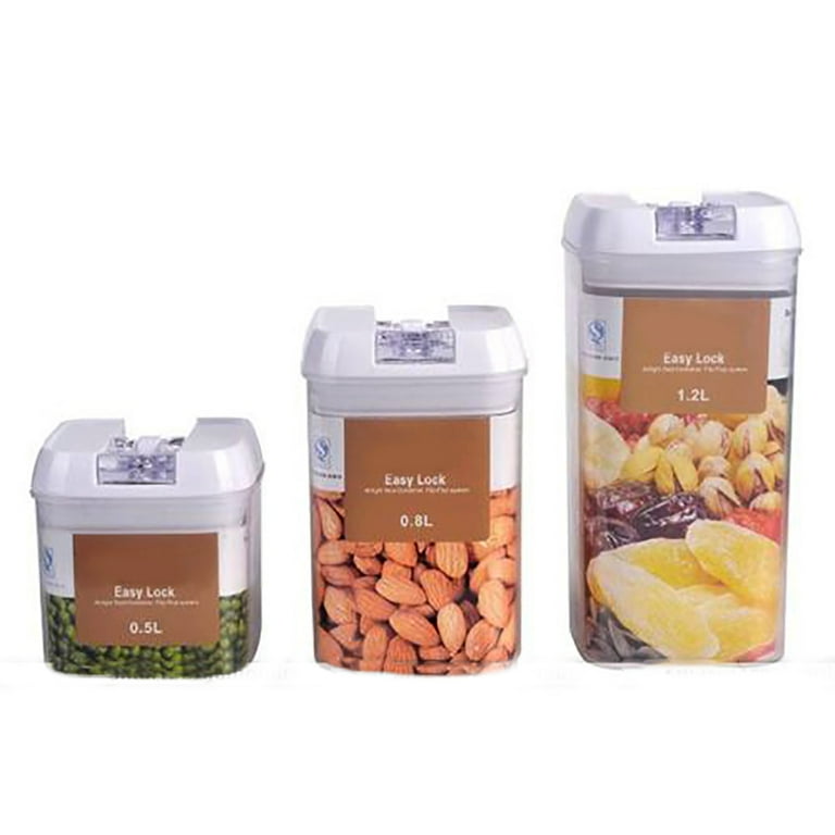 6pc Air Tight Food Storage Container Jars Durable Square Sizes  1.2L/0.8L/0.5L
