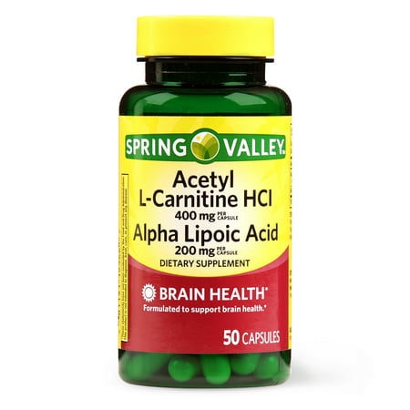 Spring Valley Acetyl L-Carnitine HCL Alpha Lipoic Acid Capsules, 50 (Best Time To Take L Carnitine And Cla)