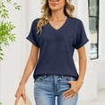 thumbnail image 5 of Paiwinds Women's Pocket Detail V-Neck Short Sleeve Pullover Blouse - Soft Polyester Cotton Blend Casual Top for Daily Wear, Errands & Relaxed Outings, 5 of 6