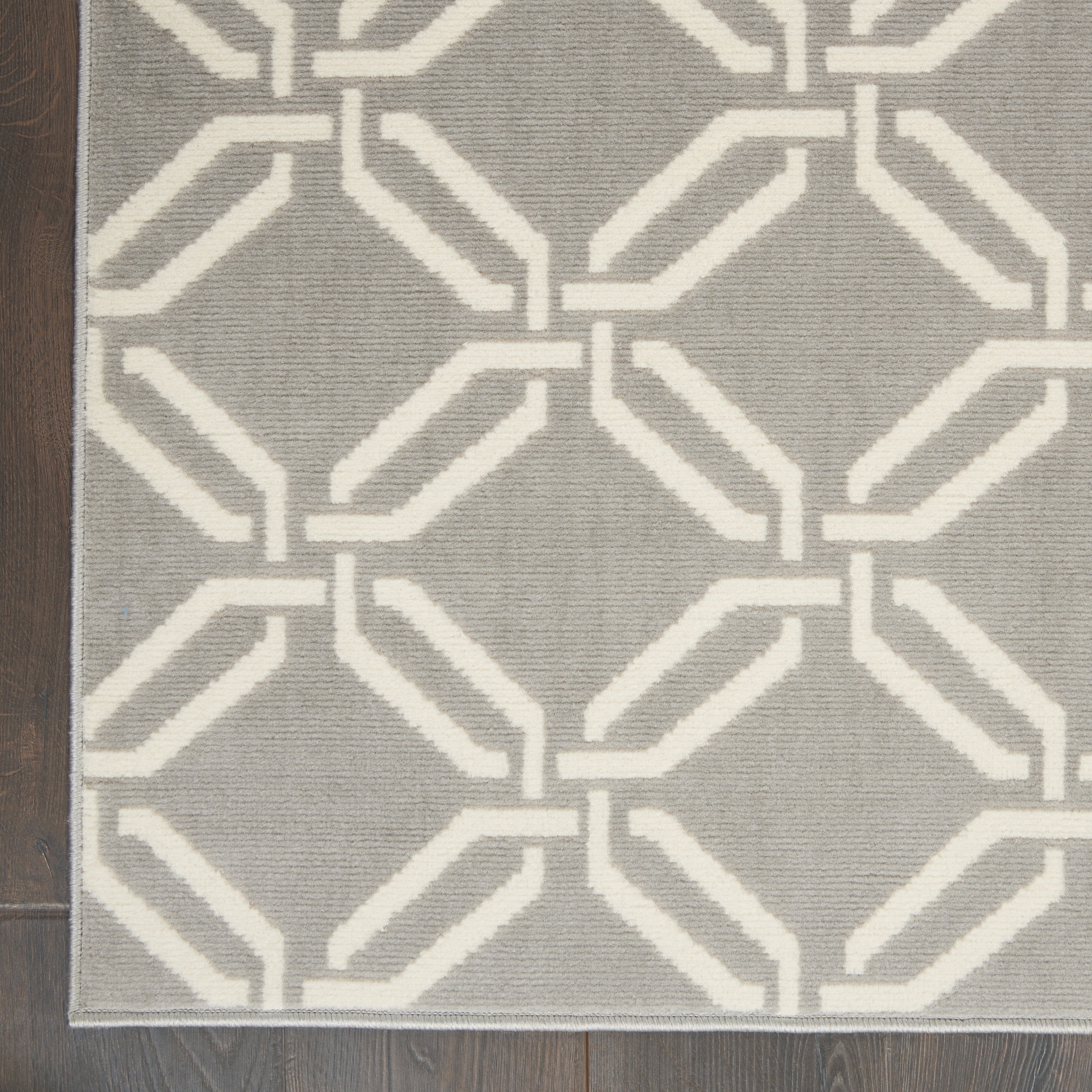 Nourison Bliss Transitional Trellis Grey 4' x 6' Area Rug, (4' x 6')