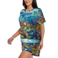 thumbnail image 2 of Naloa Sea World Women's Short-Sleeved Pajama Set, Loungewear, Summer pajamas, Breathable Cozy - XX-Large, 2 of 9