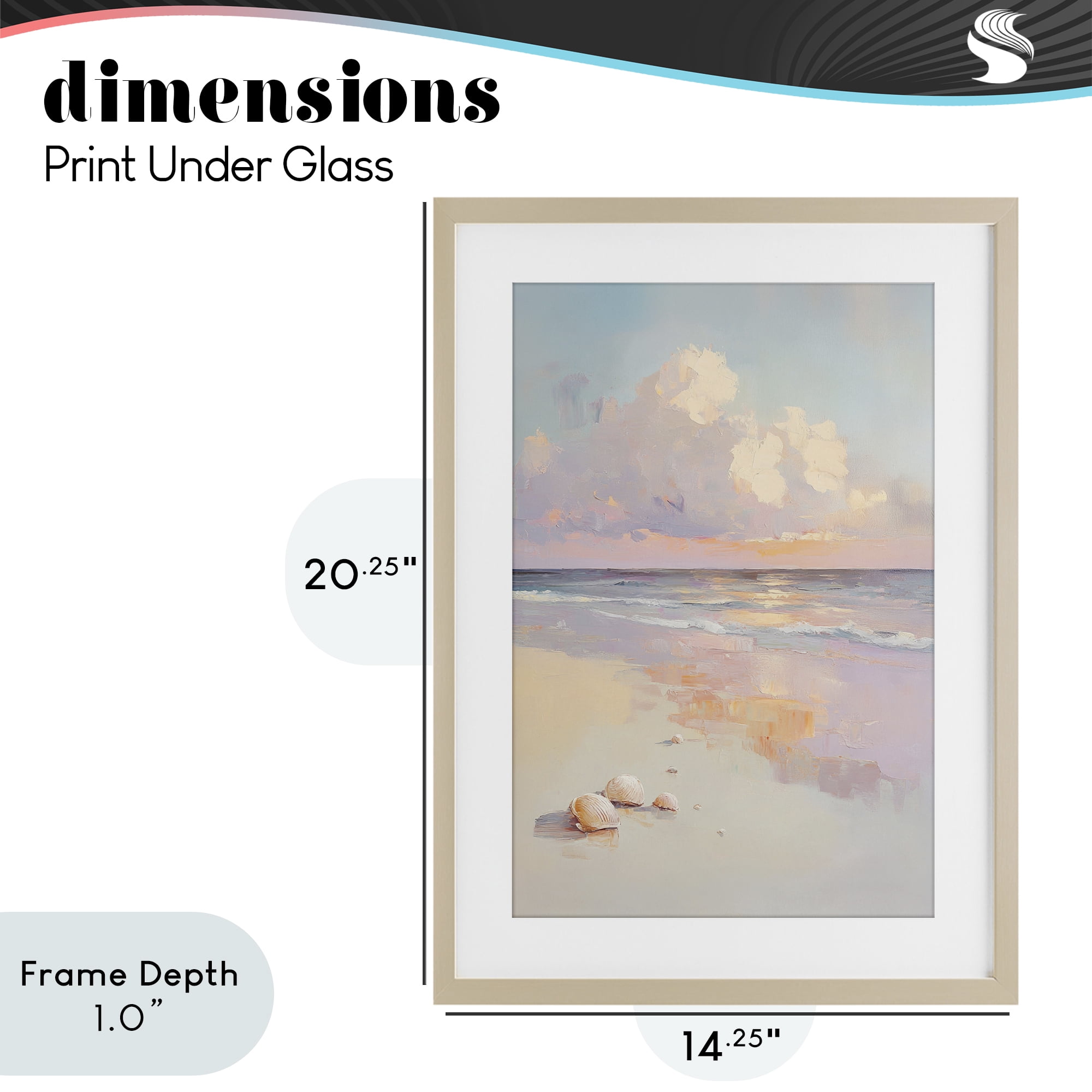 Stupell Industries Pastel Sunset Over Seashells Birch Framed Print Under Glass, design by Sisi and Seb