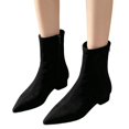 thumbnail image 2 of EKVAHL Women's Low-Heeled Boots Close Pointed Toe Versatile Ankle Booties Suede Slip-on Zipper Solid-Color Short Bootie Outdoor Daily Casual Shoes, 2 of 6