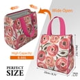 thumbnail image 3 of Pioneer Flower Floral Print Pattern Insulated Lunch Bag for Women & Adults,Large Portable Soft Cooler Lunch Bag,Thermal Food Storage Tote with Pearl Cotton,8.66L,8.75x5.75x9.5 Inch, 3 of 6