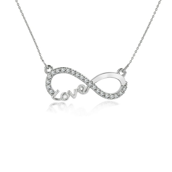 JeenMata Infinity Love Pendant Necklace - Meaningful Jewelry for Her - Anniversary Gift in 18k White Gold Plated