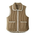 thumbnail image 2 of Roncen Women's Lightweight Vest - Solid Color Sleeveless Lapel Zipper Pockets Layered Quilted Thermal Lining Waistcoat - Fleece-Lined Warm Casual Layering Piece for Autumn Winter Outerwear, 2 of 3