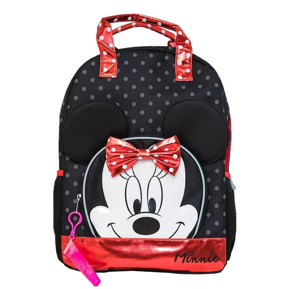 Disney Minnie Mouse 3D Ears Polka Dot Reflective Backpack with Bonus Lip Gloss
