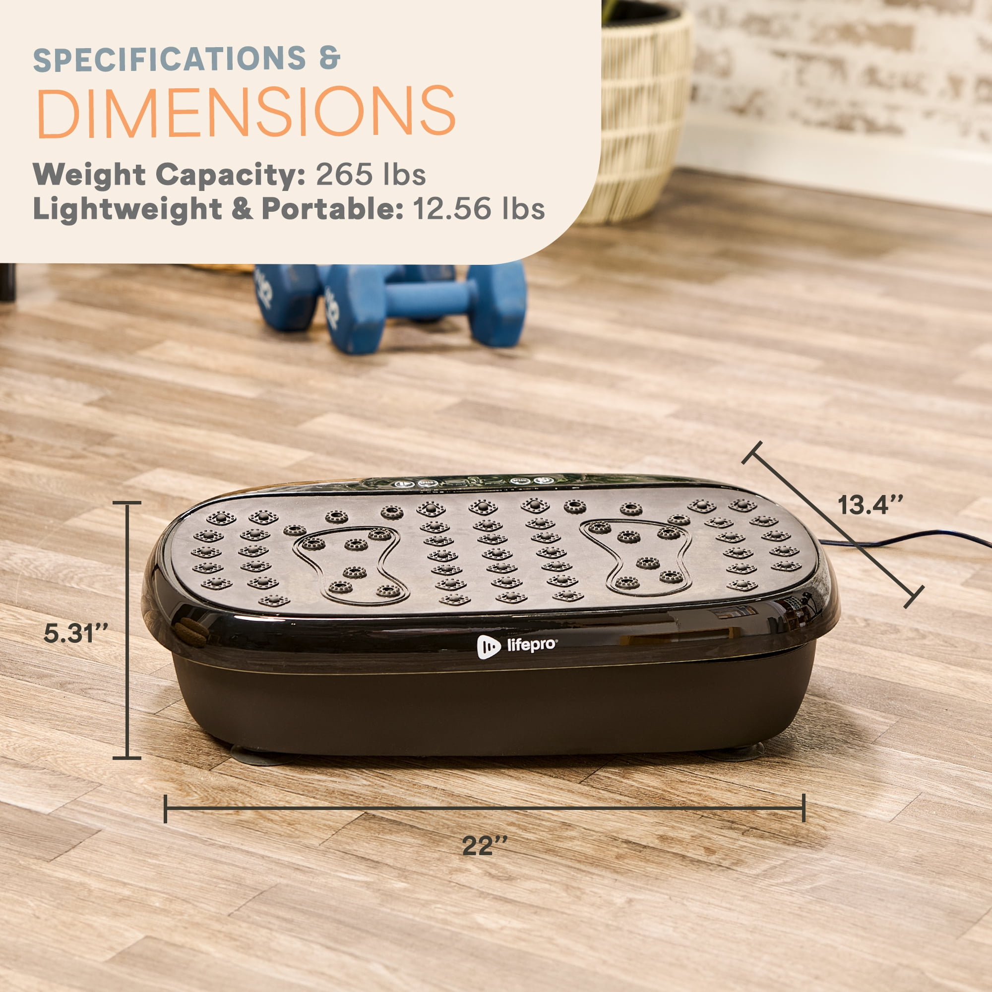 Lifepro HexaPlate Lite Vibration Plate Exercise Machine – Full Body Vibrating Plate for Weight Loss, Lymphatic Drainage & Recovery – Compact Home Workout with Magnetic Acupoints & Remote - Black
