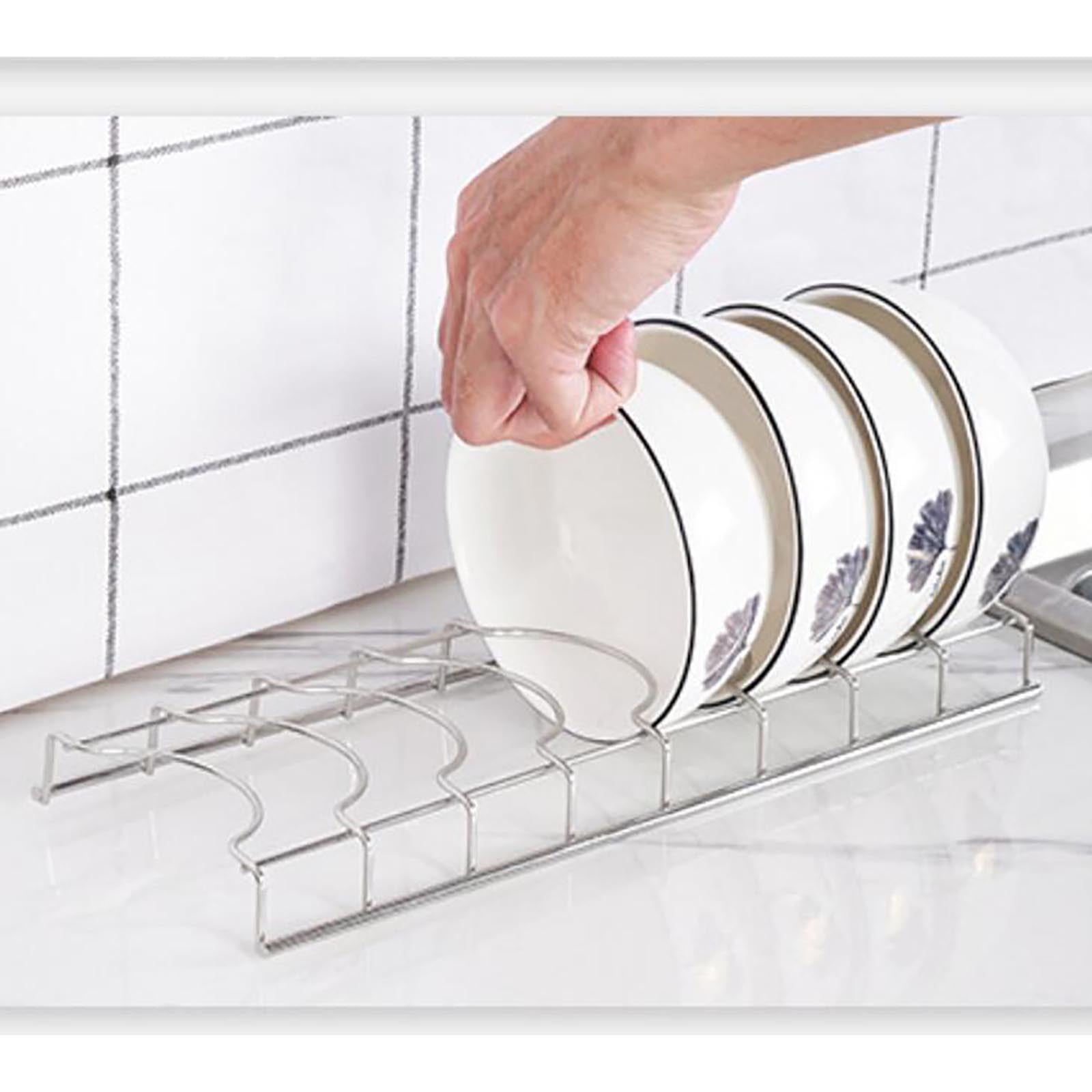 5 Packs Stainless Steel Dish Rack Organizer for Kitchen Counter Cabinet Storage Space Saving Drying Rack Holder for Bowls Plates Utensils