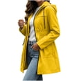thumbnail image 4 of vdgthytj Rain Jacket Women Long Sleeve Full Zip Waterproof Elastic Waist Hooded Jackets Fall Outdoor Hiking Travel Outerwear with Pockets(X-Large,Yellow), 4 of 8