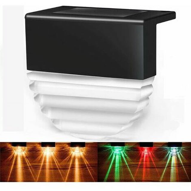 Luces solares para patio, luces solares LED para exteriores a prueba de agua para patio, escaleras, patio, camino de jardín, escalones y vallas, 10 lúmenes, iluminación blanca cálida que cambia de co