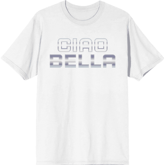 Ciao Bella Adult White Crew Neck Short Sleeve Tee-Medium