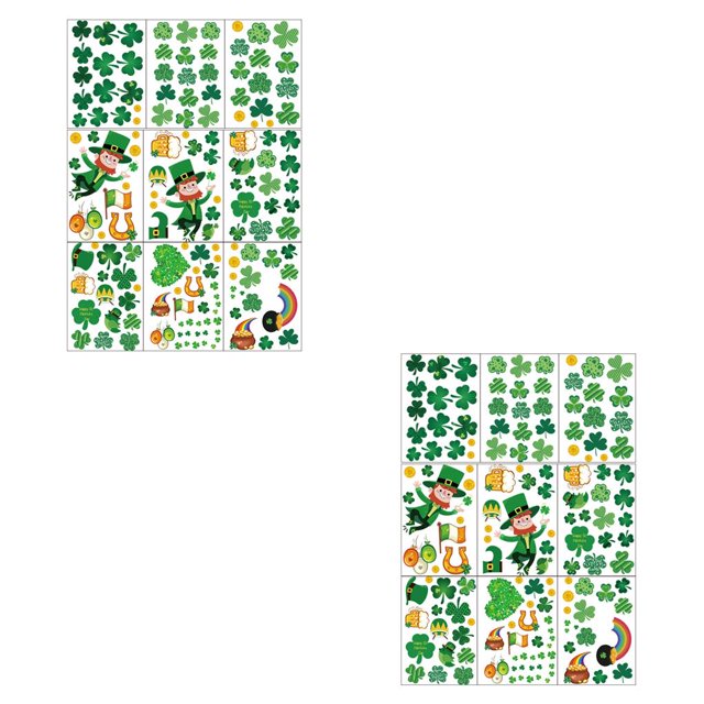 Matsuzay 1 Juego de calcomanías para ventana, pegatinas de pared con doble impresión, patrones exquisitos del Día de San Patricio, adhesivos Tipo 2 2piezas Matsuzay CBP391283