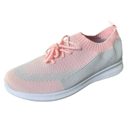 

casual shoes for Women Women Mesh Athletic Tennis Breathable Sneakers Fashion Sport Shoes Walking Shoes Two Tone Striped Pattern Running Shoes Mesh Dress Sandals for Women Pink
